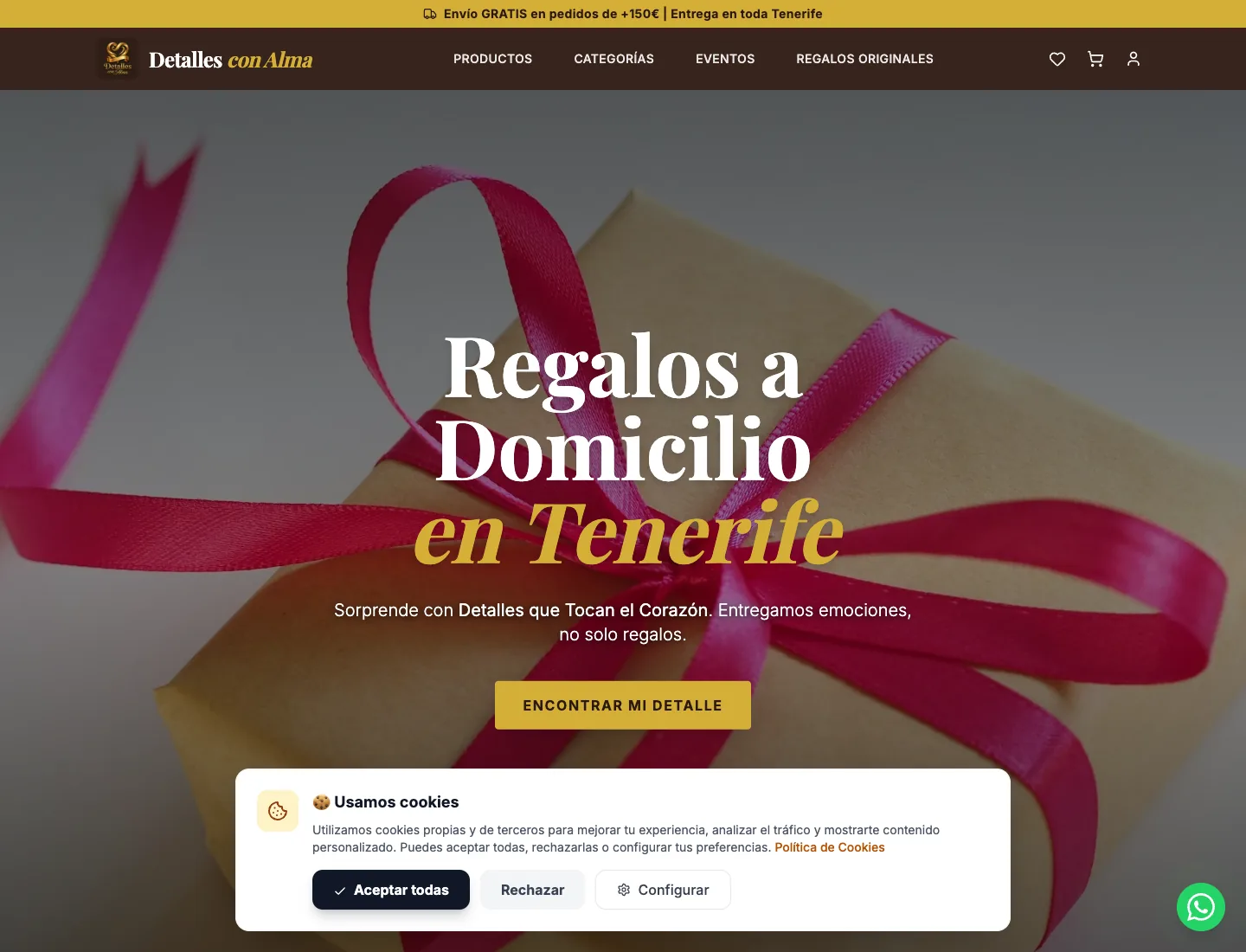 Vista de escritorio de la tienda online Detalle con Alma