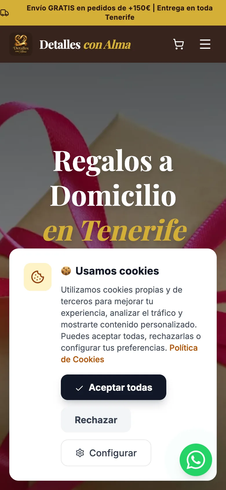 Vista móvil de la tienda online Detalle con Alma